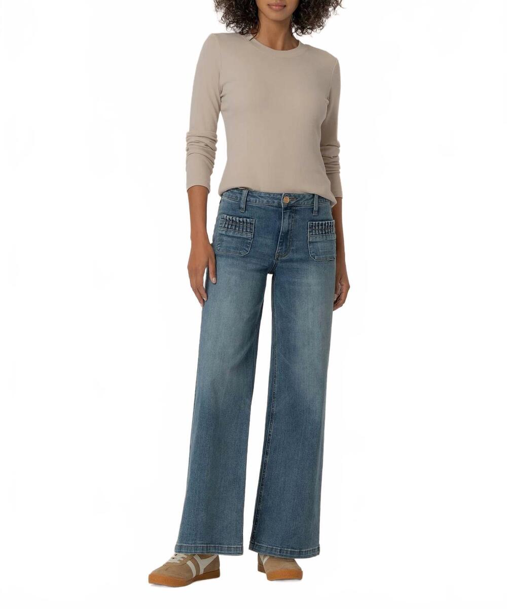 NEW KUT FROM THE KLOTH maya high rise wide leg jeans in med wash